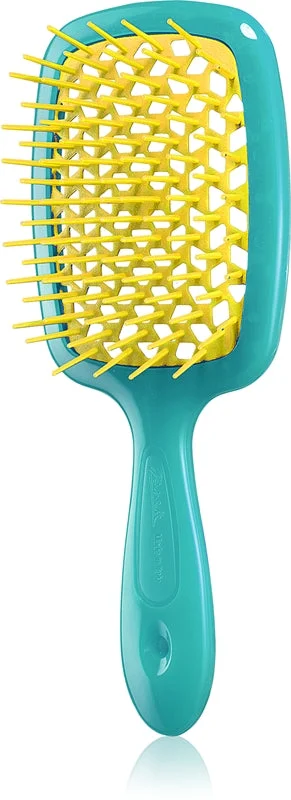 Janeke Superbrush spazzola piatta grande per capelli gialla e verde acqua