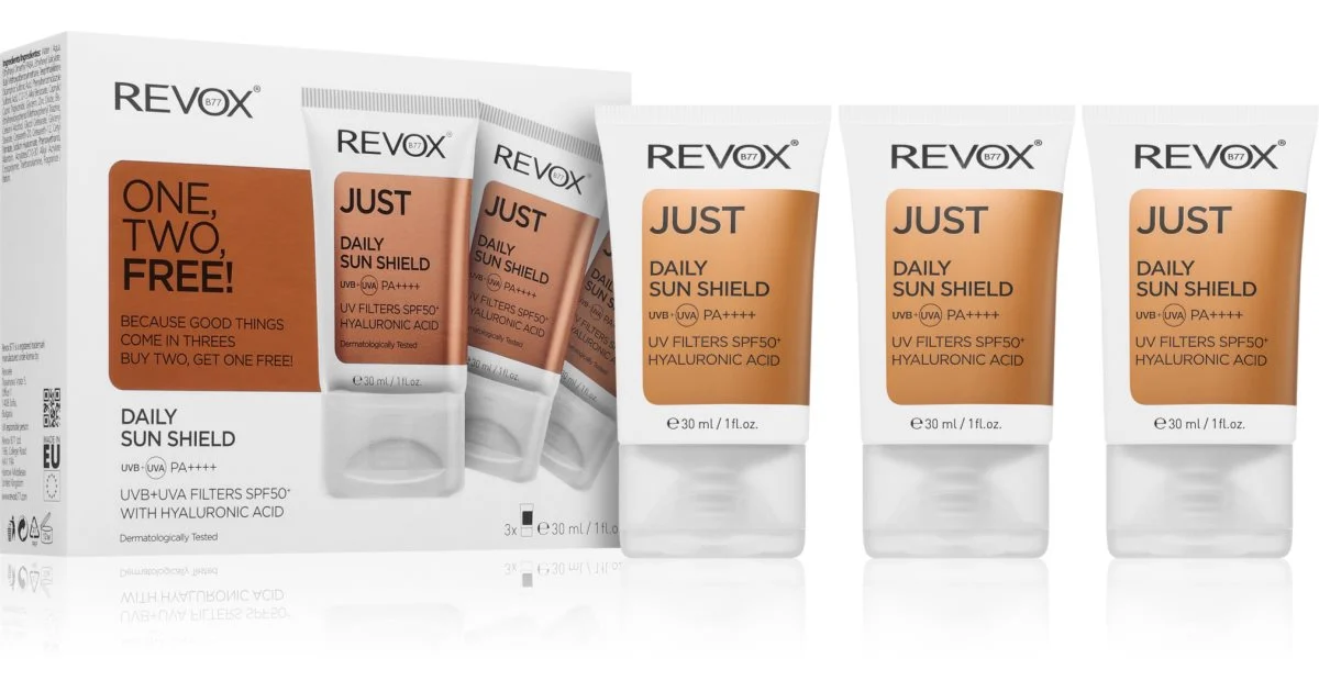 Revox B77 JUST Daily Sun Shield crema protettiva viso SPF 50+ 3× 30 ml