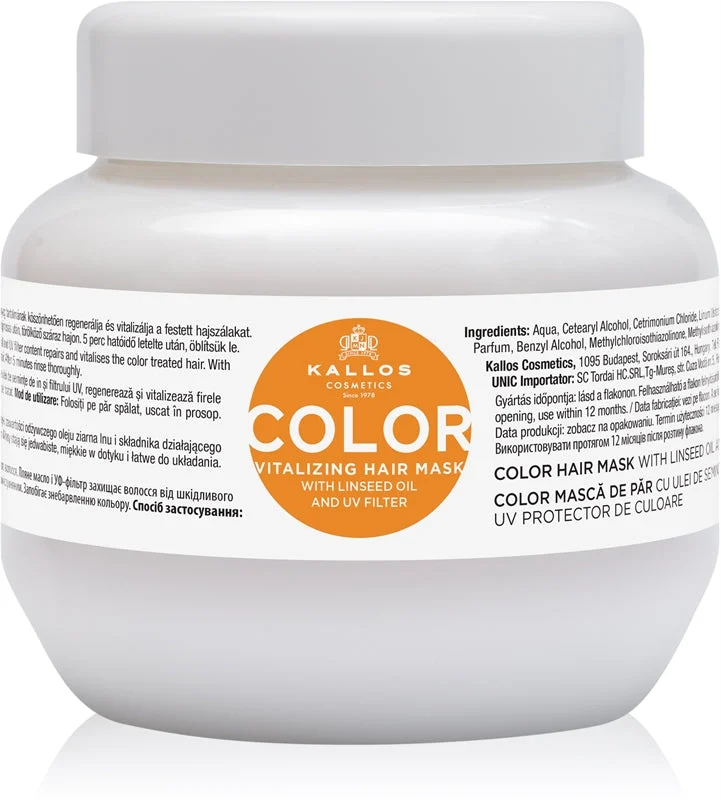 Kallos Maschera per capelli colorati con olio di lino e filtro UV (Color Hair Mask) - Volume: 275 ml