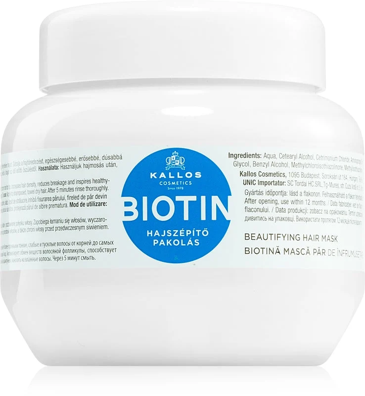 Maschera per capelli abbellente alla biotina Kallos 275 ml
