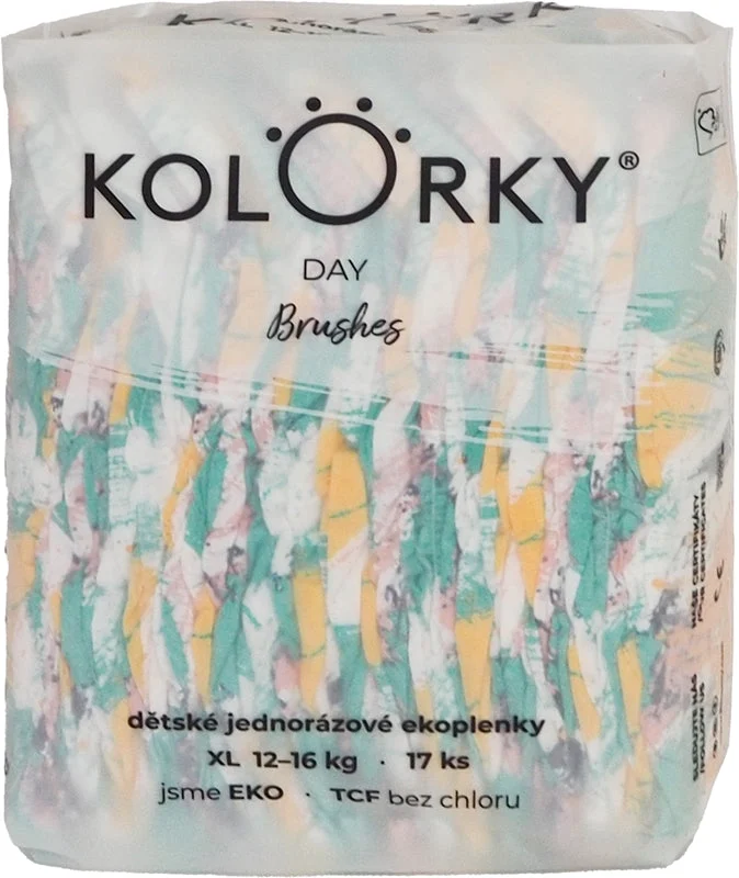 Kolorky Day Brushes pannolini ECO usa e getta taglia XL 12-16 Kg 17 pezzi