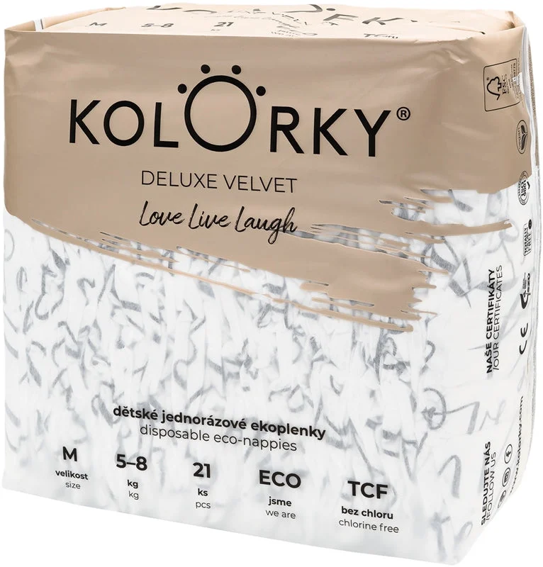 Kolorky Deluxe Velvet Love Live Laugh pannolini ECO usa e getta taglia M 5-8 Kg 21 pezzi