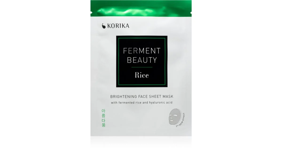 KORIKA FermentBeauty maschera viso illuminante in tessuto con riso fermentato e acido ialuronico 20 g
