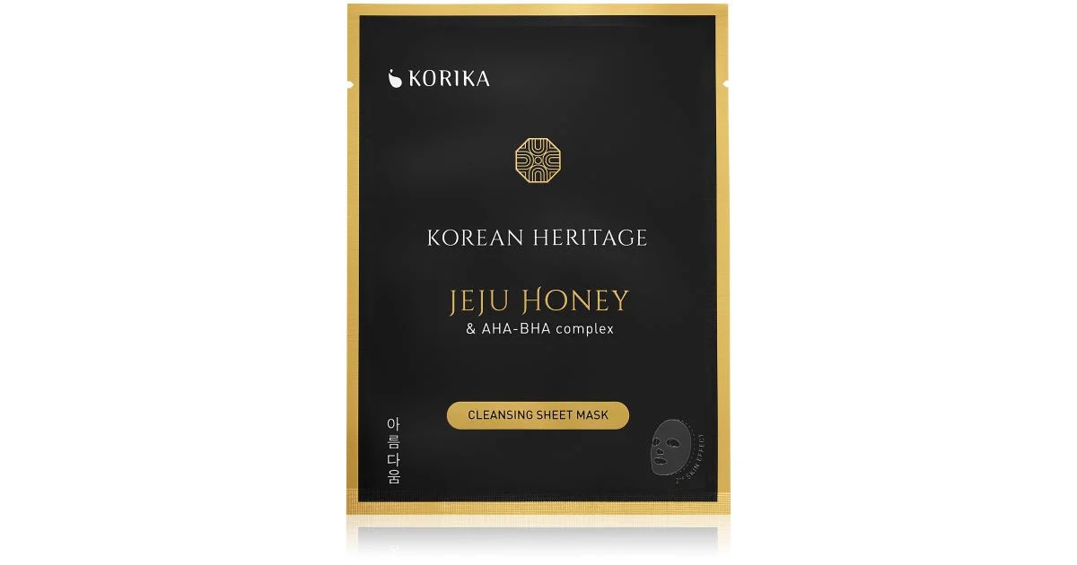 KORIKA Korean Heritage maschera in tessuto effetto detergente Jeju honey & AHA - BHA complex 25 g