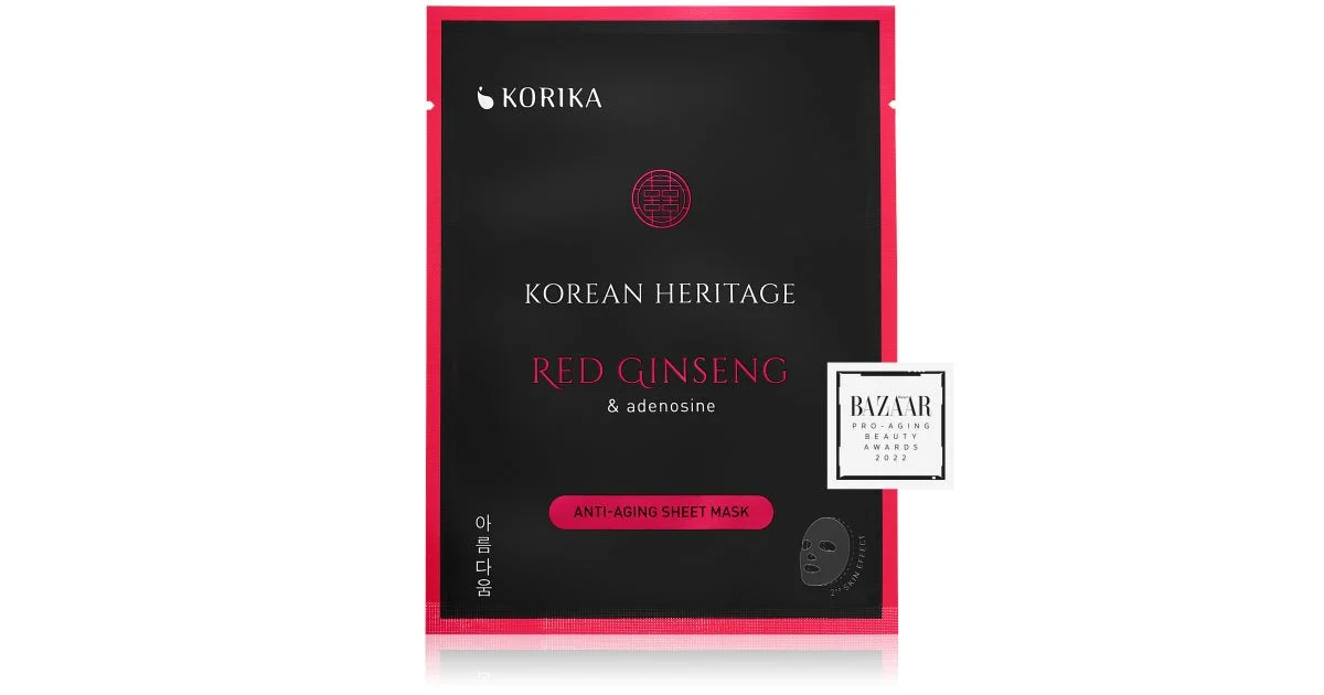 KORIKA Korean Heritage Maschera in tessuto antietà al Ginseng Rosso e Adenosina maschera antirughe in tessuto 25 g