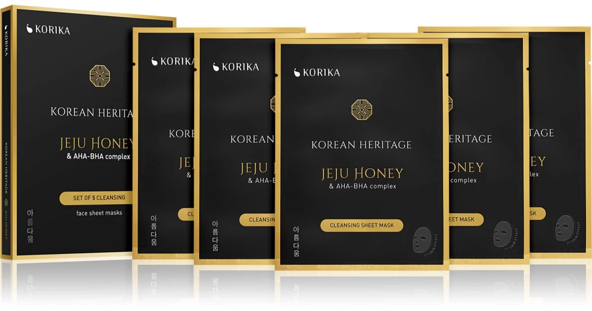 KORIKA Korean Heritage Set di 5 maschere per il viso in tessuto effetto detergente 5 pezzi