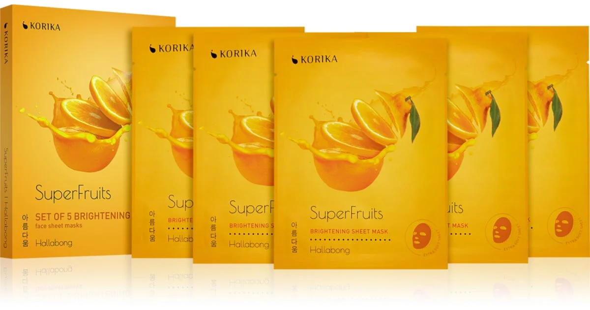 KORIKA SuperFruits Hallabong - Set di 5 maschere per il viso a prezzo ridotto illuminante