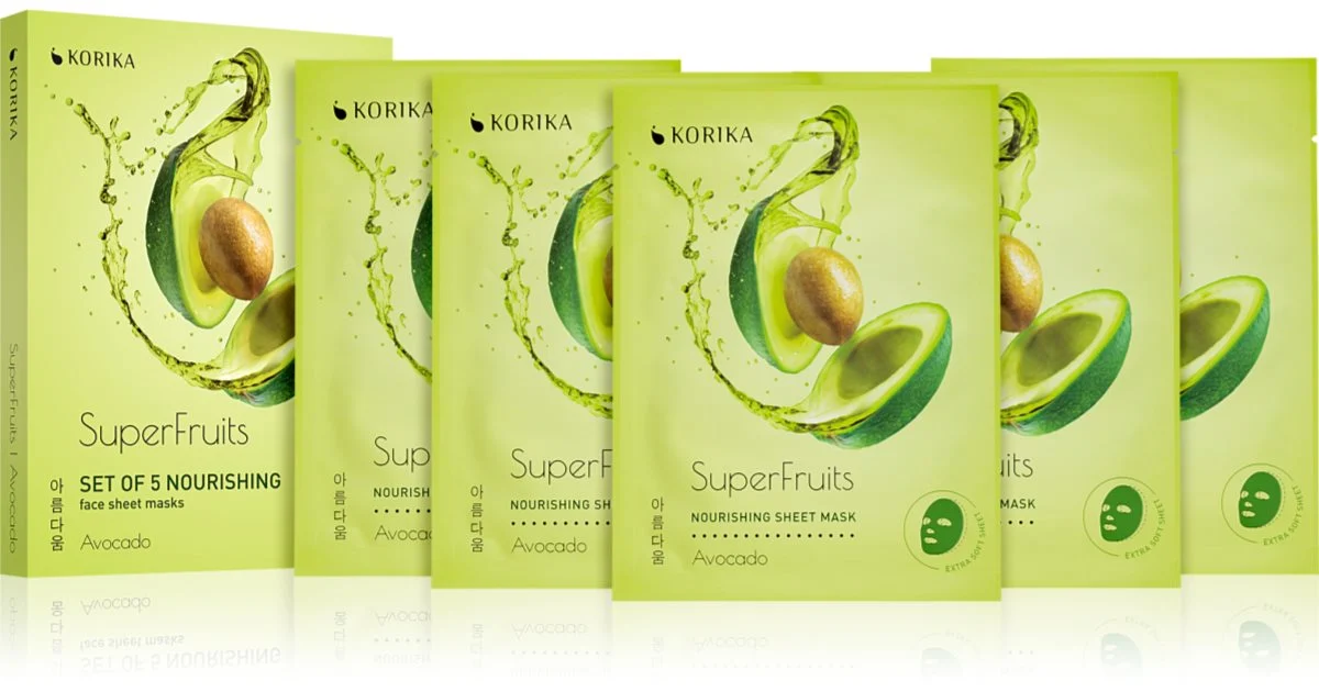 KORIKA SuperFruits maschera per il viso a prezzo ridotto effetto nutriente Avocado 5× 25 g