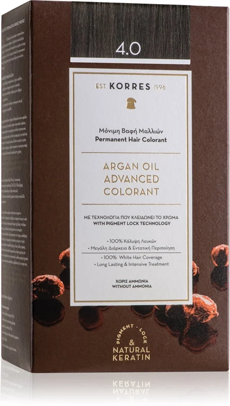 Colorazione Permanente Con Olio Di Argan Korres - 4.0 CHATAIN NATURALE
