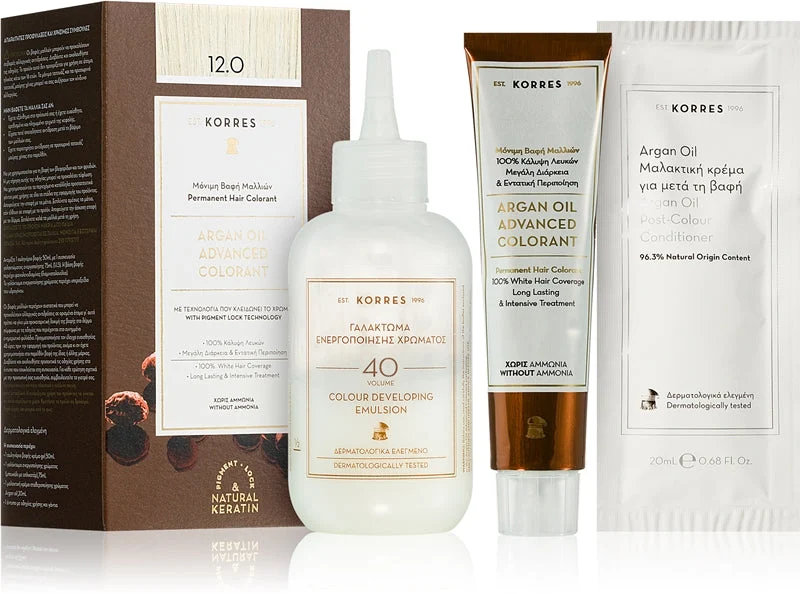 Korres Argan Oil tinta permanente per capelli con olio di argan colore 12.0 Special biondo 50 ml