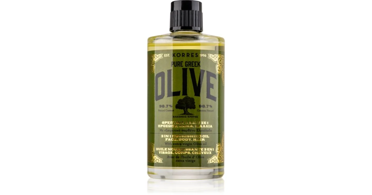 Korres Pure Olivo greco olio nutriente per viso, corpo e capelli 100 ml