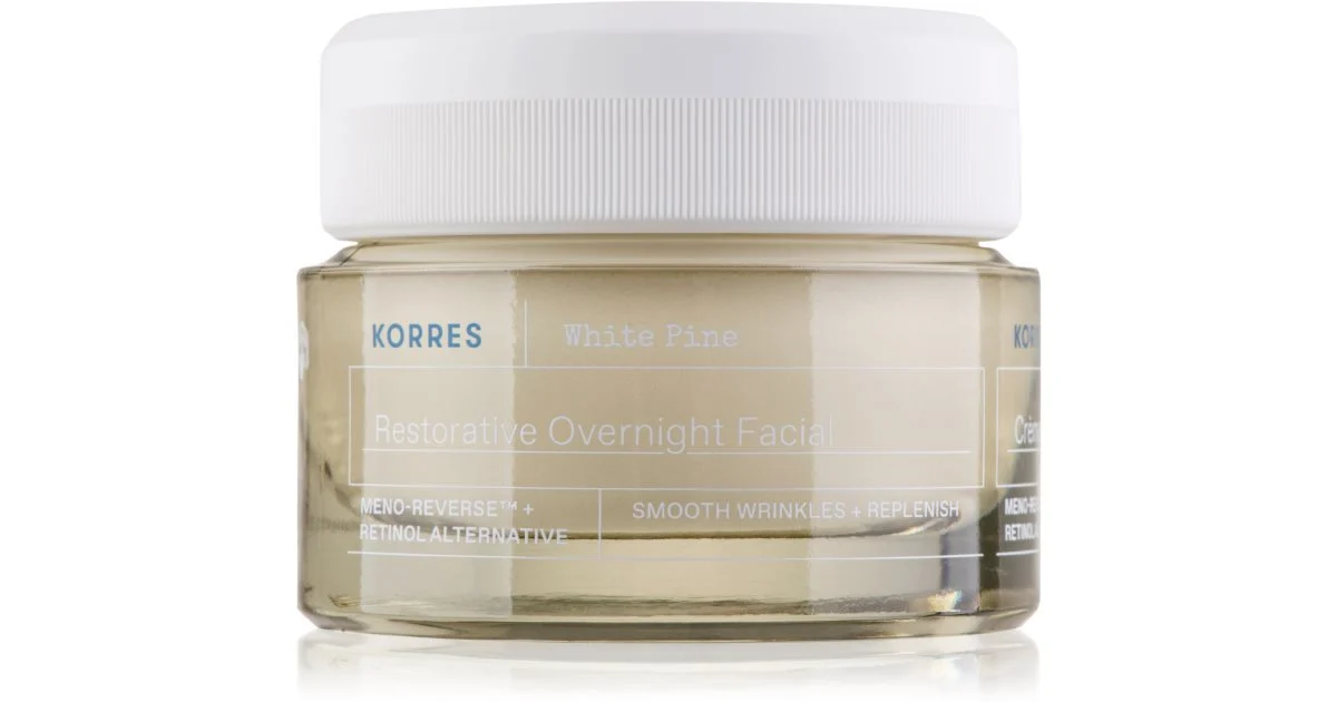 Korres White Pine Restorative Overnight (pelle secca e matura) - Crema viso riempitiva notturna - 40ml