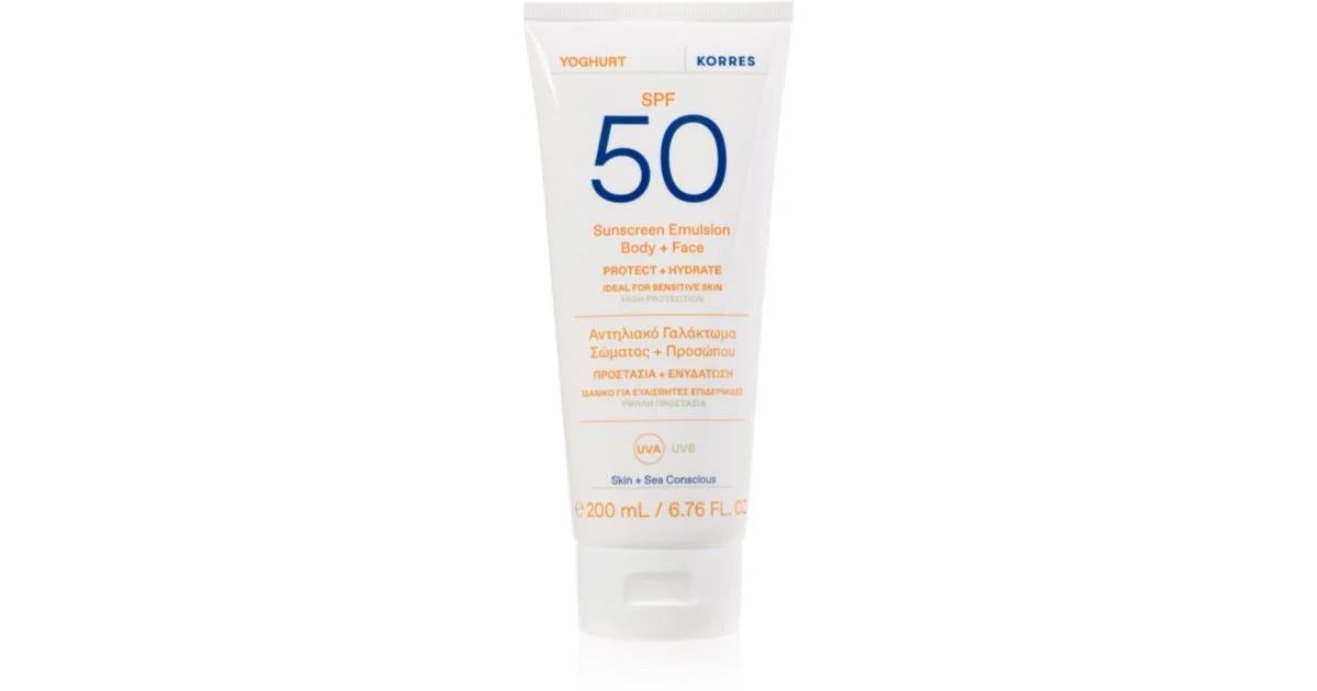 Korres Yoghurt emulsione abbronzante effetto idratante SPF 50 200 ml