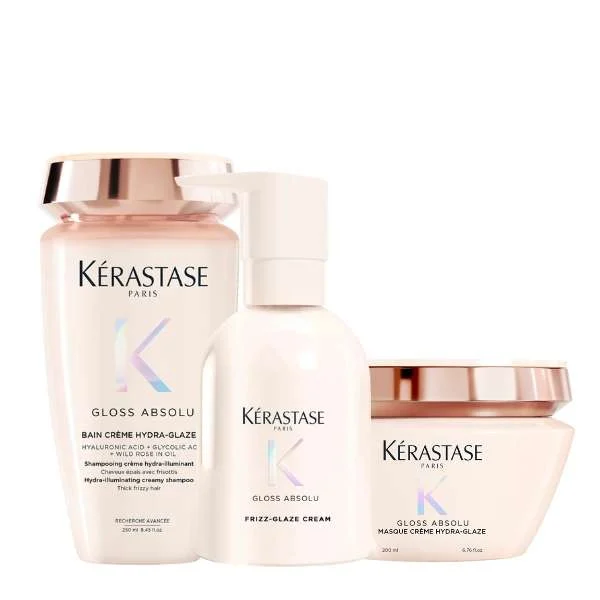 GLOSS ABSOLU BAIN CREME HYDRA GLAZE 250 ML + MASQUE CREME HYDRA GLAZE 200 ML + FRIZZ-GLAZE CREAM 24