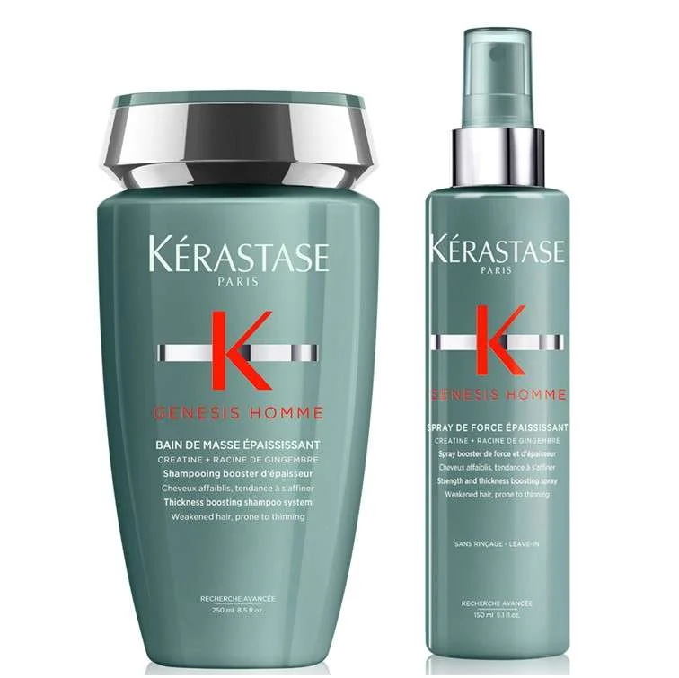 GENESIS HOMME BAIN DE MASSE EPAISSISSANT 250 ML. + SPRAY DE FORCE EPAISSISSANT 150 ML.