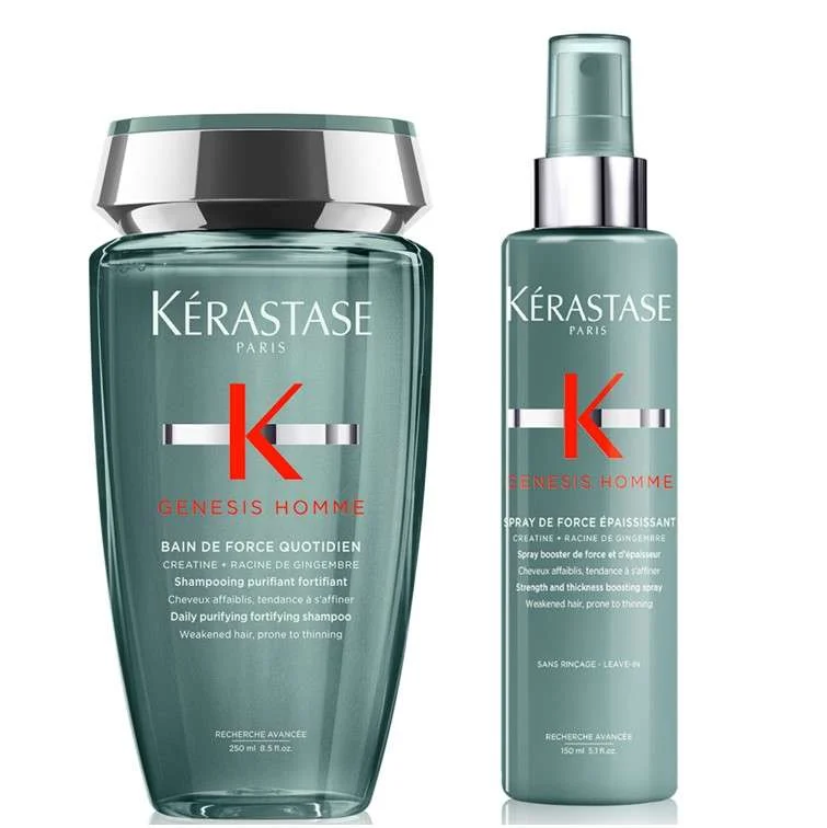 GENESIS HOMME BAIN DE FORCE QUOTIDIEN 250 ML. + SPRAY DE FORCE EPAISSISSANT 150 ML.