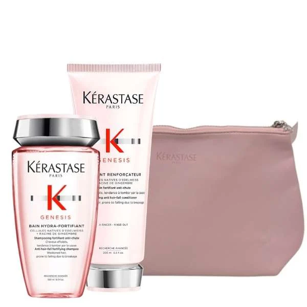 IDEE REGALO DONNA – KERASTASE GENESIS BAIN HYDRA-FORTIFIANT + GENESIS FONDANT + POCHETTE ROSA