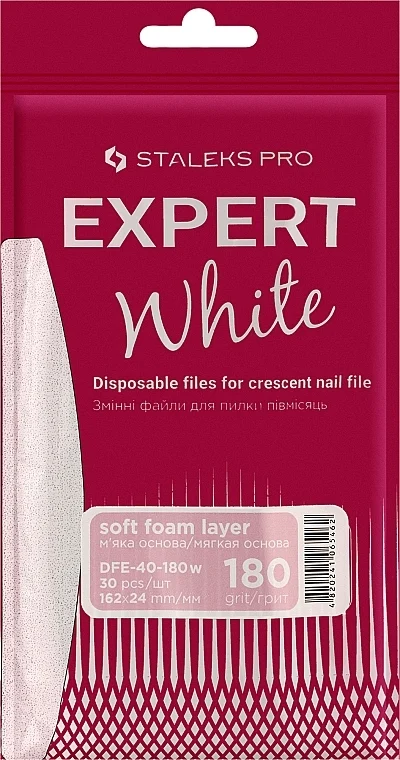 Set superficie abrasive per base lima a mezzaluna su base morbida, bianco, grana 180, 30 pezzi.
