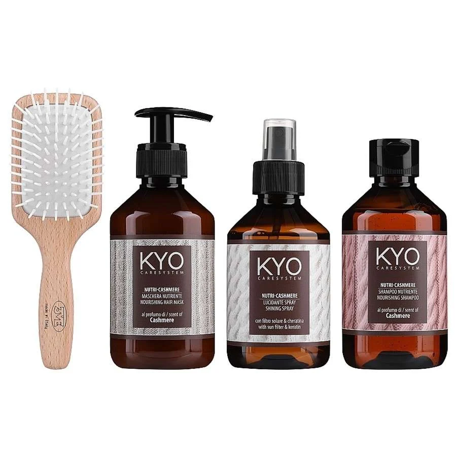 KYO CARESYSTEM NUTRI-CASHMERE – KIT 3 PRODOTTI CON SPAZZOLA IN OMAGGIO