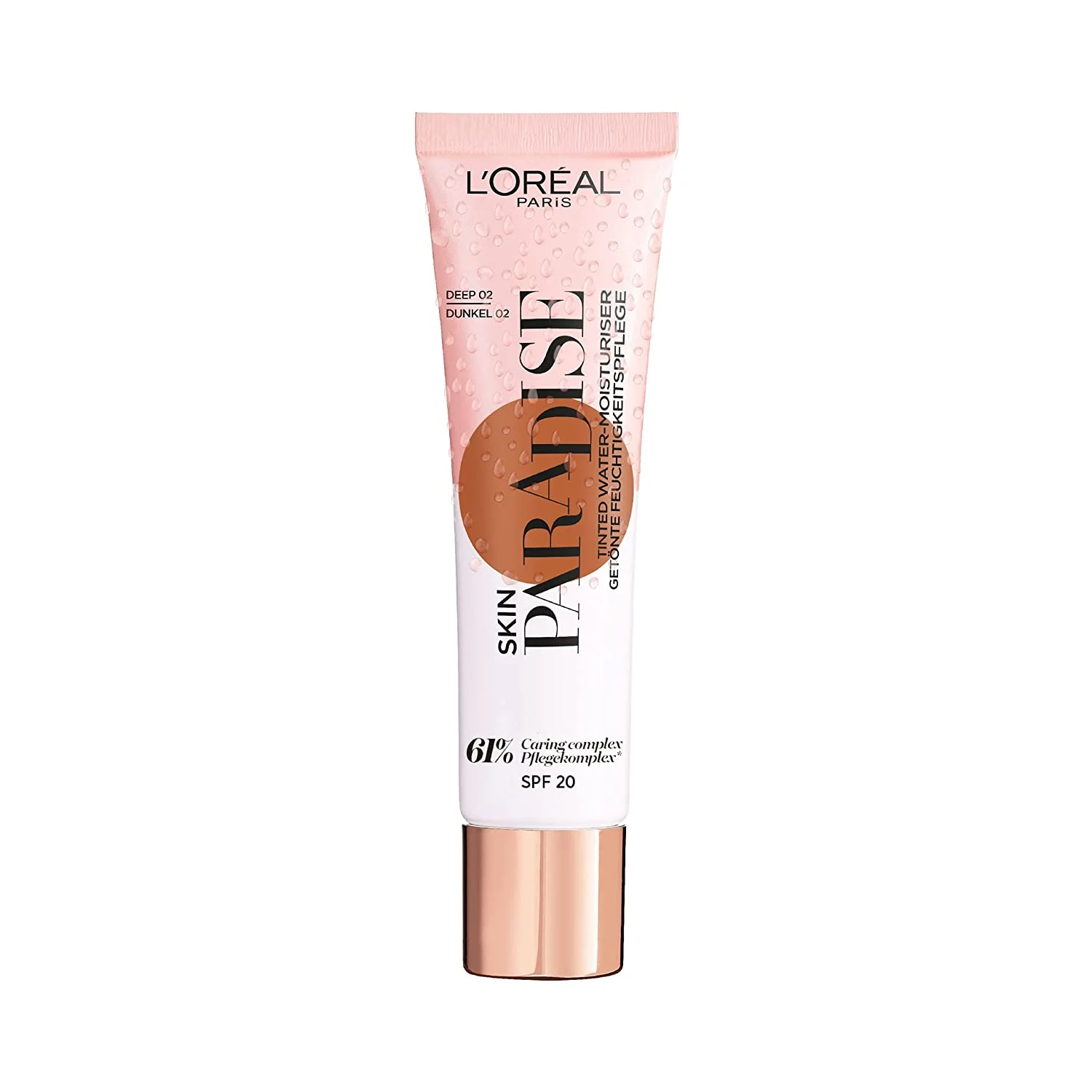 L'Oreal Paris, Skin Paradise, Aloe Vera, idratante, crema all'acqua, per il viso, SPF 20, 02, Deep , 30 ml
