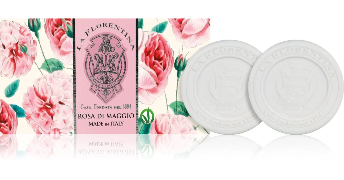 La Florentina Rose Of May Sapone Scolpito Sapone Solido Naturale Con Aroma Di Rose 2X115 G