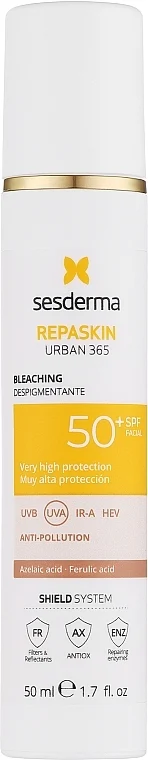 Crema viso depigmentante con SPF 50+