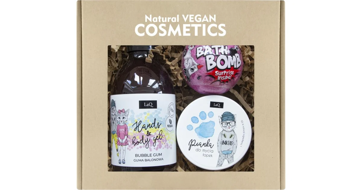 LaQ Bubble Gum set regalo di Natale sapone liquido per mani e corpo 300 ml + mousse detergente 50 ml + bomba da bagno 120 g