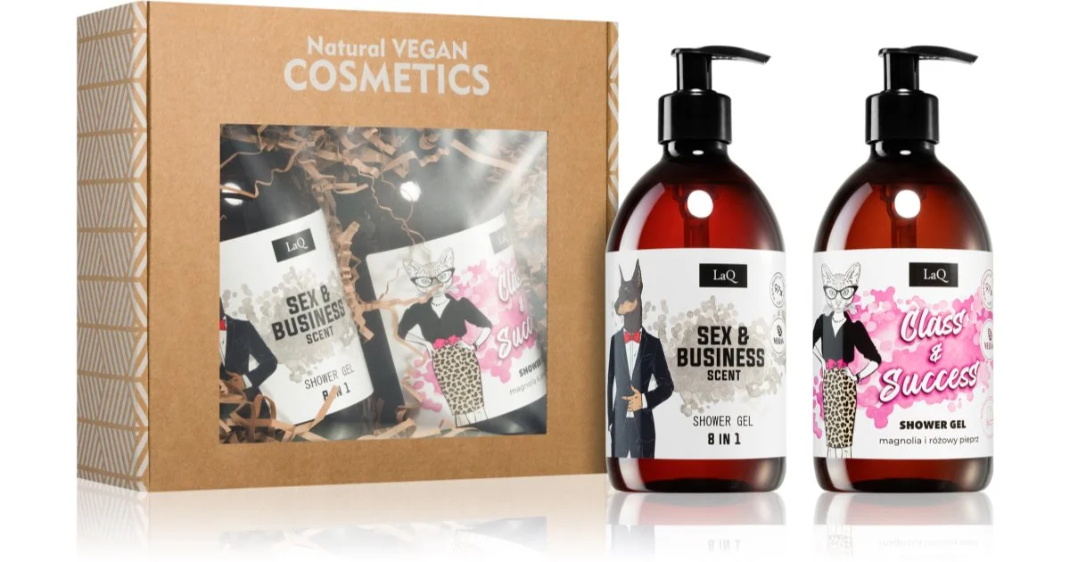 LaQ Doberman & Kitten Magnolia set regalo di Natale (per uomini e donne) gel doccia rinfrescante 500 ml + gel doccia rinfrescante 8 in 1 500 ml