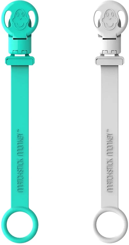 Matchstick Scimmia fermaglio per ciuccio Verde e grigio freddo 2 pezzi