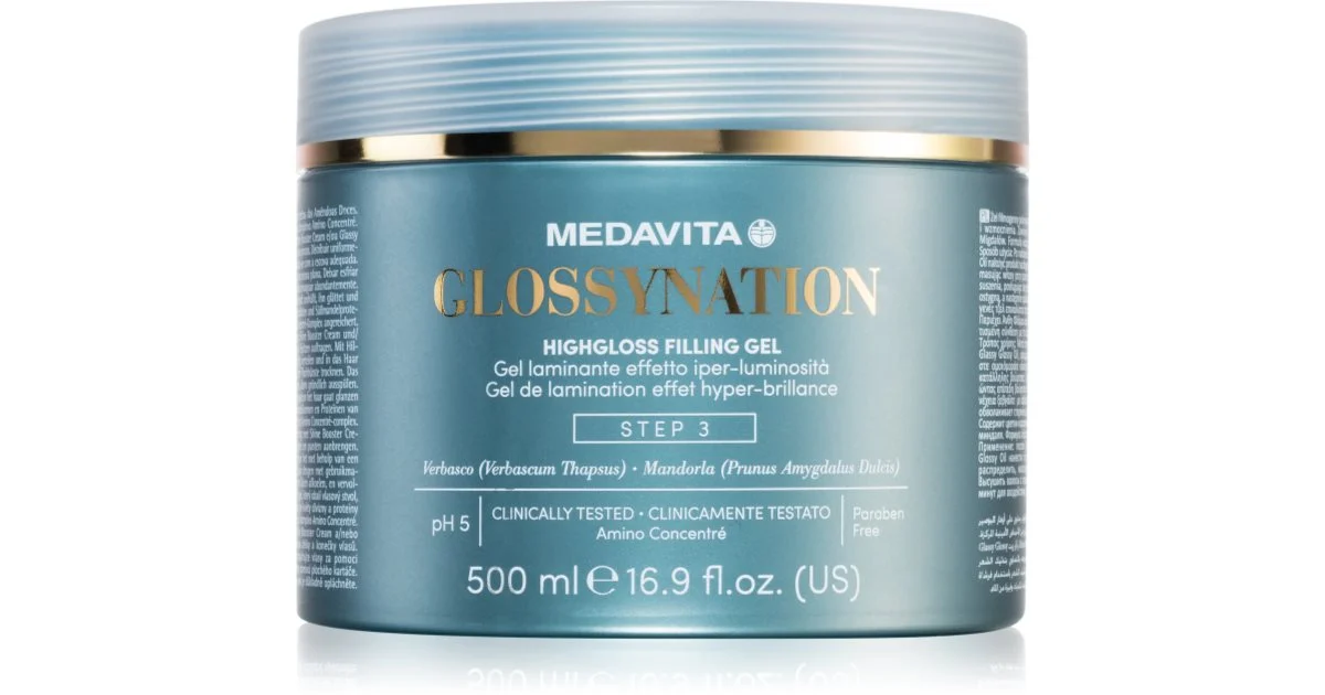 Medavita Glossynation Highgloss Gel per capelli laminazione effetto specchio 500 ml