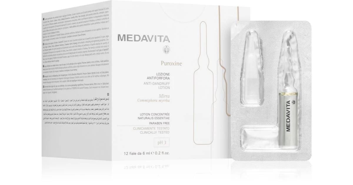 Medavita Puroxine siero per il cuoio capelluto contro la forfora 12x6 ml