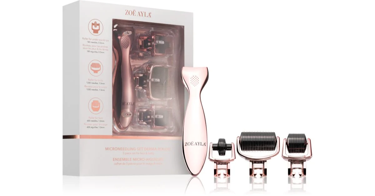 Zoë Ayla Micro-Needling Derma Roller Set applicatore con micro-aghi per viso e corpo