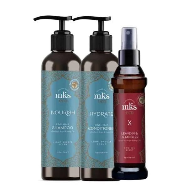MKS ECO NOURISH FINE HAIR SHAMPOO LIGHT 296 ML. + CONDITIONER 296 ML + ECO X – LEAVE-IN 118ML