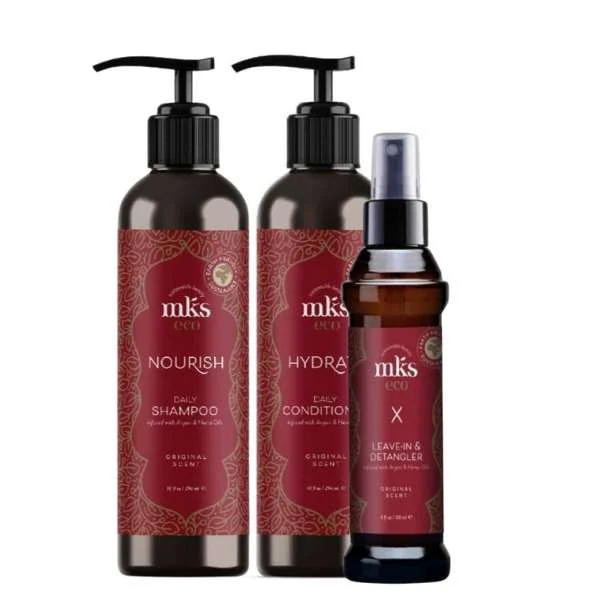 MKS ECO NOURISH DAILY SHAMPOO 296 ML. + CONDITIONER 296 ML. + MKS ECO X – LEAVE-IN & DETANGLER 118ML