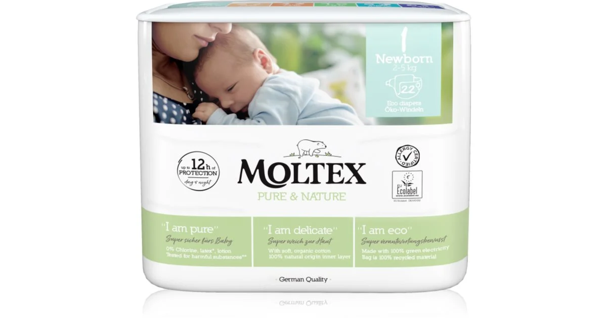 Moltex Pure & Nature Newborn taglia 1 pannolini ECO usa e getta 2 - 5 kg 22 pezzi