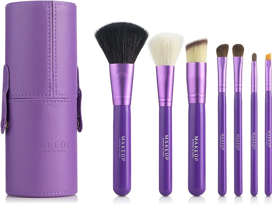 Set pennelli trucco con custodia, viola, 7pz