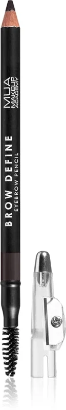 MUA Makeup Academy Define matita sopracciglia lunga tenuta con spazzolino colore castano scuro 1,2 g