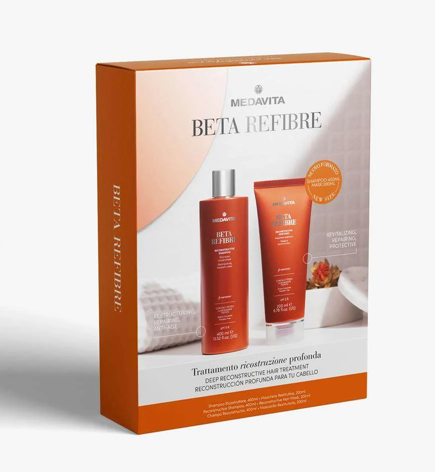 COFANETTO BETA REFIBRE – TRATTAMENTO RICOSTRUZIONE PROFONDA – SHAMPOO 400 ML. + MASK 200 ML.