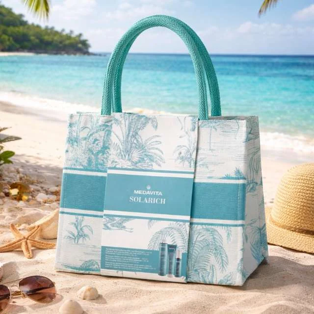 MEDAVITA SOLARICH TRIO – SHAMPOO 400ML + MASCHERA 150ML + OLIO 10 IN 1 150ML + SUMMER BAG AZZURRA