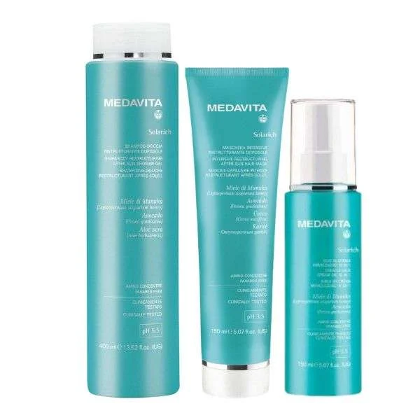 MEDAVITA SOLARICH SHAMPOO-DOCCIA 400ML + MASCHERA INTENSIVA 150ML + OLIO IN CREMA 10 IN 1 150ML