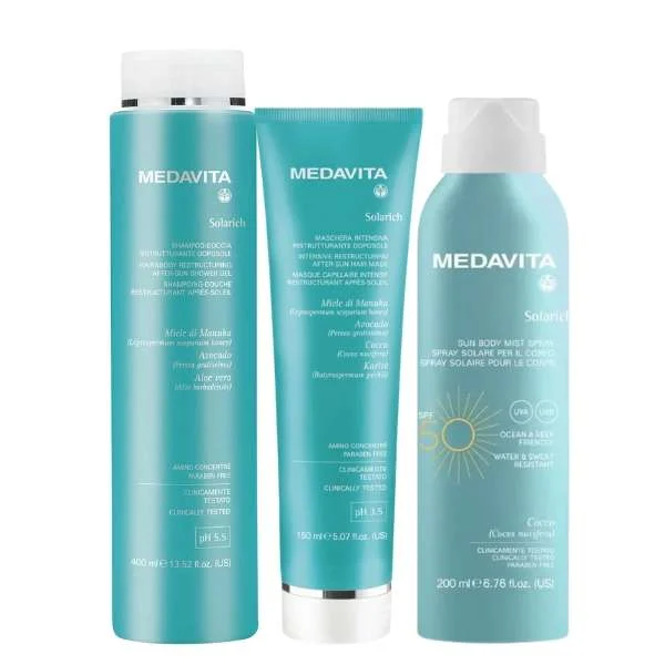 MEDAVITA SOLARICH SHAMPOO-DOCCIA 400ML + MASCHERA INTENSIVA 150ML + SUN BODY MIST SPRAY SPF50 200ML