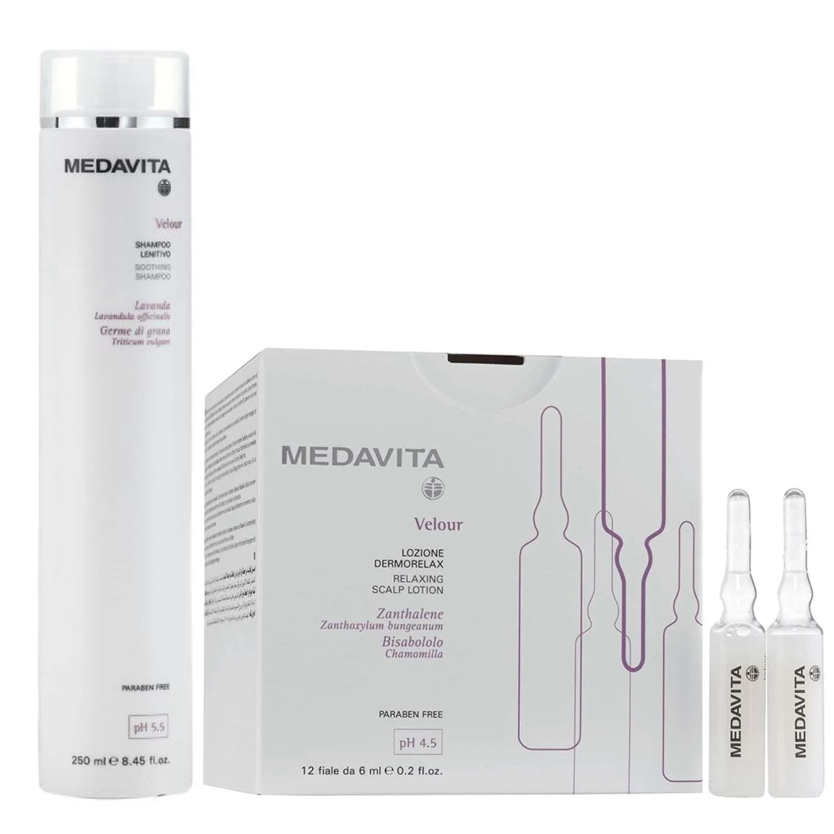 MEDAVITA VELOUR SHAMPOO LENITIVO 250 ML + LOZIONE DERMORELAX 12 FIALE X 6 ML