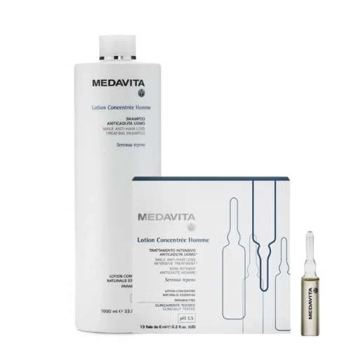 TRATTAMENTO ANTICADUTA UOMO MEDAVITA – SHAMPOO 1000ML + 13 FIALE RINFORZANTI