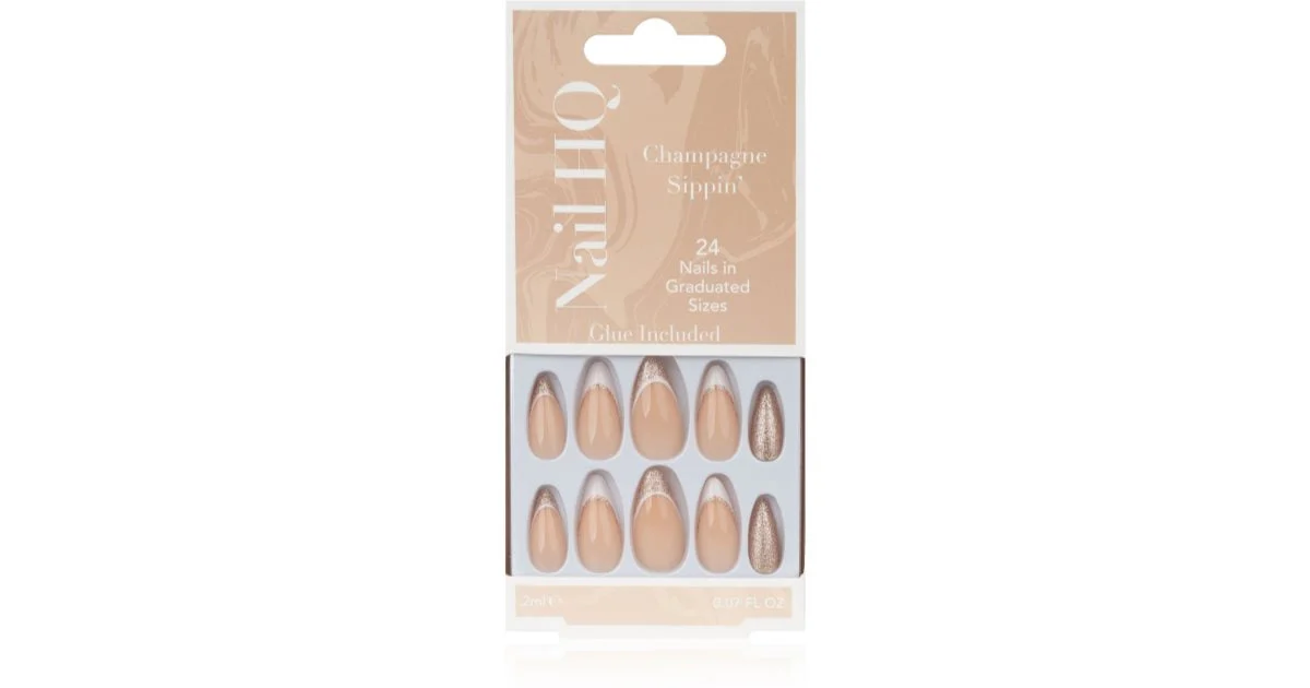 Nail HQ Almond Unghie finte Sparkling Wine Sippin' 24 pezzi