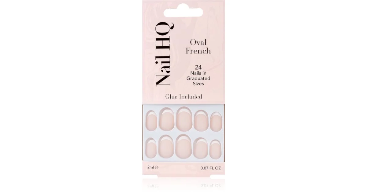 Nail HQ Oval French Unghie finte 24 pezzi