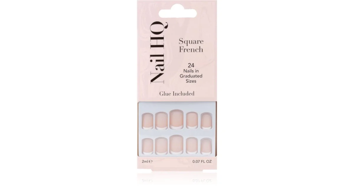 Nail HQ Square French Unghie finte 24 pezzi
