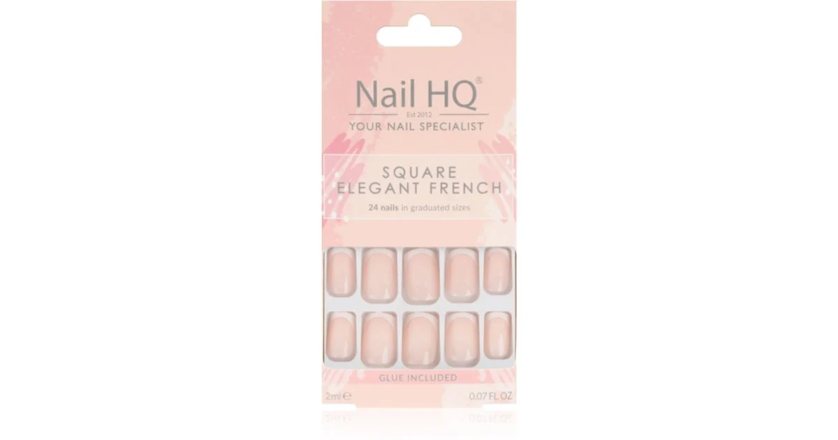 Nail HQ Square Unghie finte Elegant French 24 pezzi