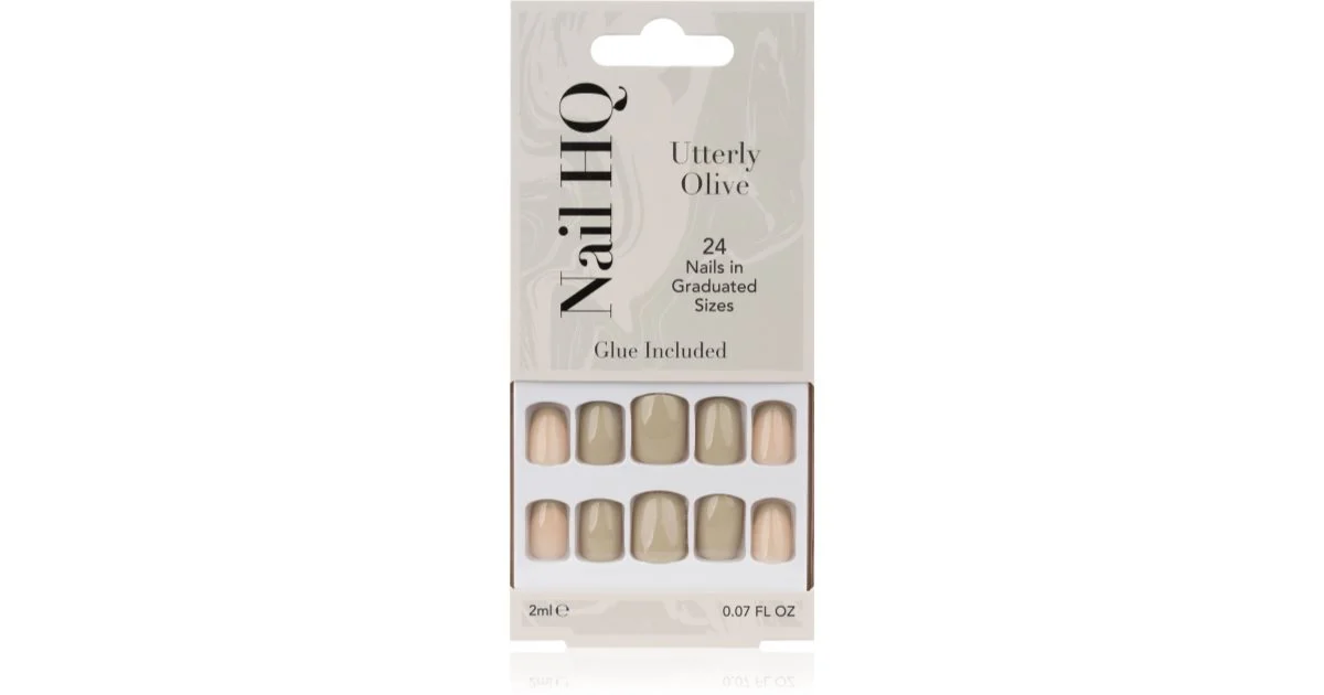 Nail HQ Square Unghie finte Utterly Olive 24 pezzi