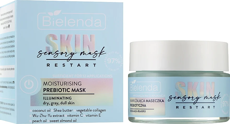 Maschera viso idratante con prebiotici