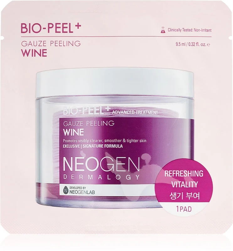 Neogen Dermalogy Bio-Peel+ Gauze Peeling vino dischetti esfolianti viso per lisciare la pelle e ridurre i pori